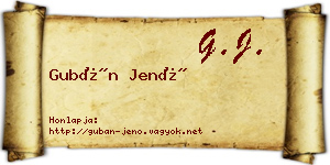 Gubán Jenő névjegykártya